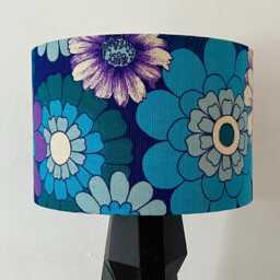Vintage Blue Floral Fabric Lampshade, 1960S/70S Style - 30cm - thumbnail 2
