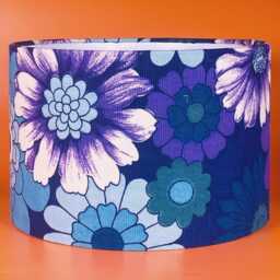 Vintage Blue Floral Fabric Lampshade, 1960S/70S Style - 30cm - thumbnail 1