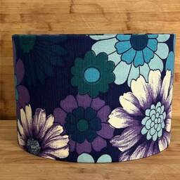 Vintage Blue Floral Fabric Lampshade, 1960S/70S Style - 30cm - thumbnail 3