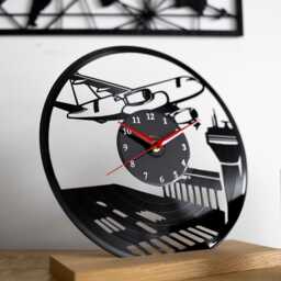 Airplane Vinyl Record Clock Aviation Decor, Pilot Gift - thumbnail 2