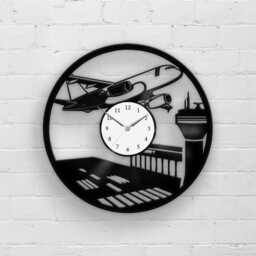 Airplane Vinyl Record Clock Aviation Decor, Pilot Gift - thumbnail 3