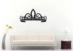 Princess Crown Diamonds Royal King Queen Girls Room Wall Sticker Decal Vinyl Mural Decor Art L2356 - thumbnail 1