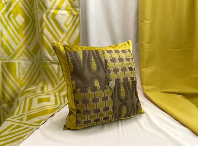 Osborne & Little Velvet Pillow Cover Bohemian Green Brown Quilted Cushion - 18x18 - image 1