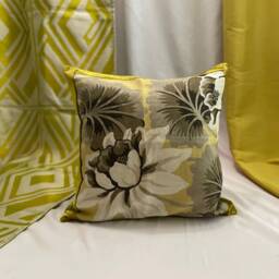 Osborne & Little Velvet Pillow Cover Bohemian Green Brown Quilted Cushion - 18x18 - thumbnail 3