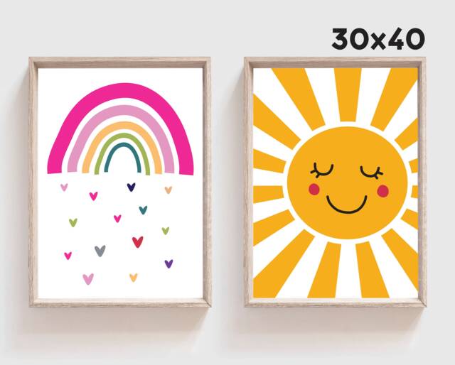 Set Of 2 Playroom Prints, Girls Wall Art, Nursery Bedroom Decor, You Are My Sunshine - image 1