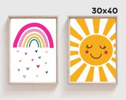 Set Of 2 Playroom Prints, Girls Wall Art, Nursery Bedroom Decor, You Are My Sunshine - thumbnail 1