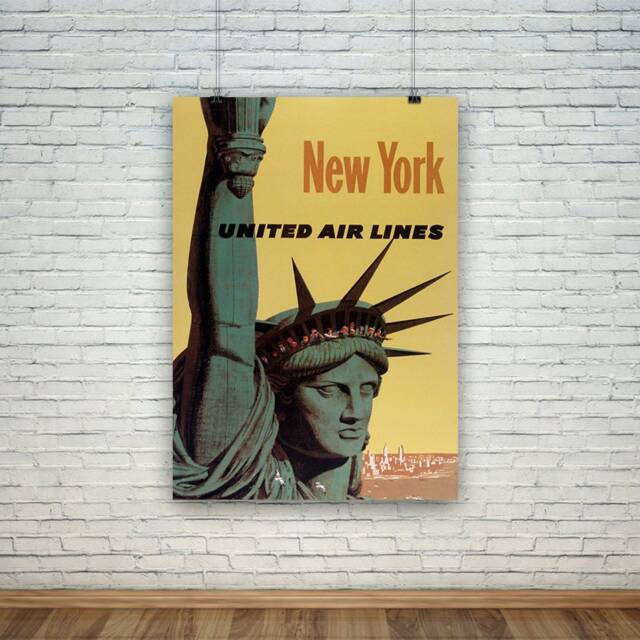 statue Of Liberty Poster Vintage New York Travel Print - image 1