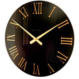Rockafella Black & Gold Gloss Roman Wall Clock - thumbnail 1