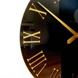 Rockafella Black & Gold Gloss Roman Wall Clock - thumbnail 3