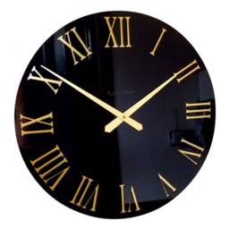 Rockafella Black & Gold Gloss Roman Wall Clock - thumbnail 2