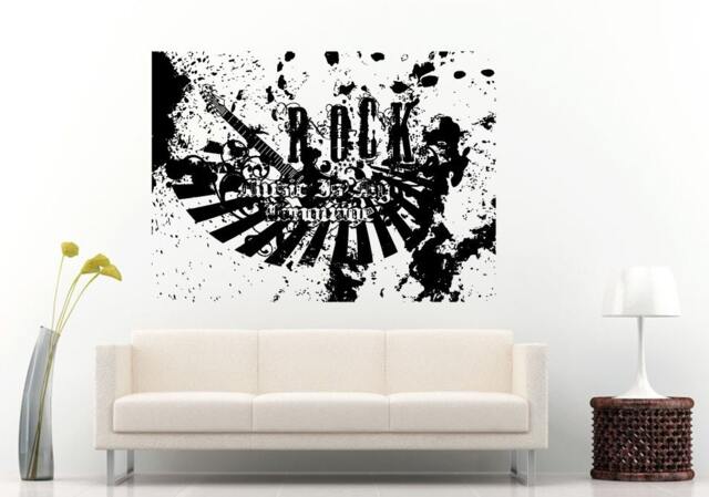 Rock Music Is My Language Graffiti Wall Decal Vinyl Sticker Mural Room Decor L921 - image 1