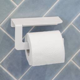 Minimalist White Steel Toilet Paper Holder, Modern Farmhouse Bathroom Diara