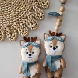 Deer Stroller Toy, Woodland Mobile, Felt Animal Toy, Lanyard, Pram Accessory, Boy Baby Gift, Chain - thumbnail 4