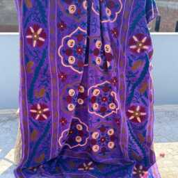 Bohemian Velvet Suzani Quilt - Handmade Ethnic Embroidered Blanket - thumbnail 3