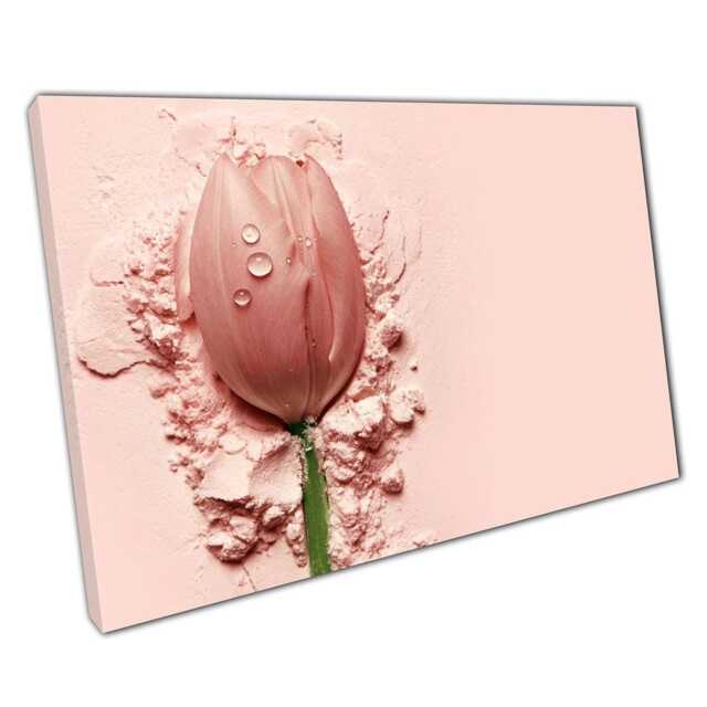 Blush Pink Tulip Canvas Wall Art Soft Floral Decor For Home Office - image 1