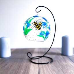 Hand Painted Bluebells & Bees Glass Tealight Holder With Stand - thumbnail 2