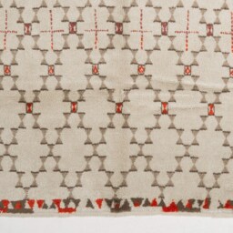 Handmade Beige Moroccan Rug Berber Atlas Design, Mid Century Modern - thumbnail 2