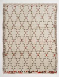 Handmade Beige Moroccan Rug Berber Atlas Design, Mid Century Modern - thumbnail 1