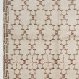 Handmade Beige Moroccan Rug Berber Atlas Design, Mid Century Modern - thumbnail 4