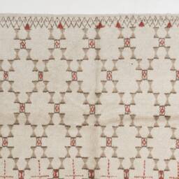 Handmade Beige Moroccan Rug Berber Atlas Design, Mid Century Modern - thumbnail 3