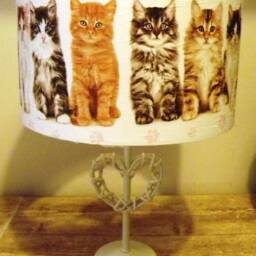 Kitten Lampshade, Light Shade, Shabby Chic Cat Lovers Fatta Da Mamma Free Gift - thumbnail 2