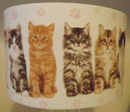 Kitten Lampshade, Light Shade, Shabby Chic Cat Lovers Fatta Da Mamma Free Gift - thumbnail 1