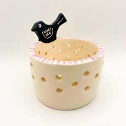 Handmade Ceramic Black Bird Tea Light Holder Home Decor, Handcrafted Pottery - thumbnail 2