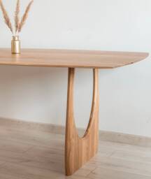 Live Edge Oak Dining Table, Oval Leg, Seats 10, Scandinavian Design - 210x120 cm - thumbnail 1