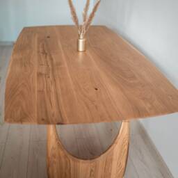 Live Edge Oak Dining Table, Oval Leg, Seats 10, Scandinavian Design - 210x120 cm - thumbnail 3