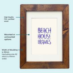 Blush Pink Picture Frame A2, A3, A4, A5, 5x5, 6x6, 5x7, 6x8, 8x10, 11x14 - Handmade Photo Frames Mounted Option Free Standing Modern - thumbnail 3