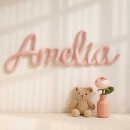 Handmade Knitted Wire Name Sign Nursery Wall Decor - thumbnail 1