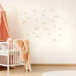 Boho Rainbow Wall Decals Neutral Stars & Clouds, Kids Room Decor - thumbnail 4