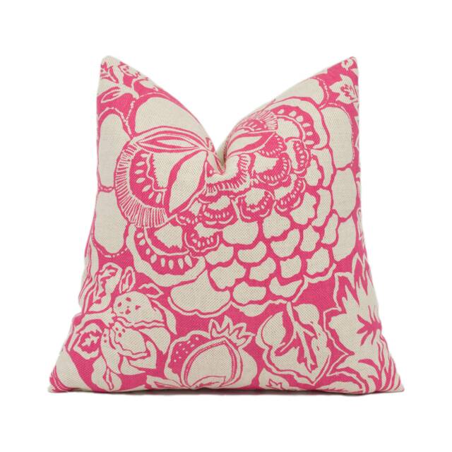 Sanderson - Poppy Damask Fuchsia/Cream Bright Floral Cushion Cover Handmade Throw Pillow Designer Home D??cor - image 1