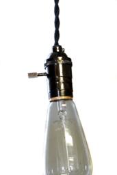 Simply Modern Bare Bulb Turnkey Socket Pendant in Shiny Gunmetal - thumbnail 2