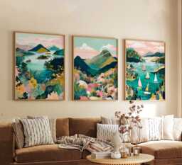 Set Of 3 Lake District Posters, UK Landscape Wall Art, Nature Print Set, Mountain Decor, Modern Travel Artwork, British Countryside Style