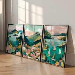 Set Of 3 Lake District Posters, UK Landscape Wall Art, Nature Print Set, Mountain Decor, Modern Travel Artwork, British Countryside Style - thumbnail 3