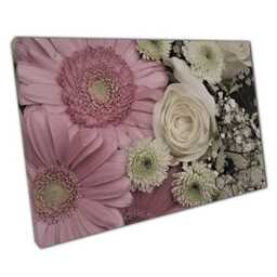 Elegant Pink & White Floral Canvas Wall Art Ready To Hang Decor For Home Or Office - thumbnail 1
