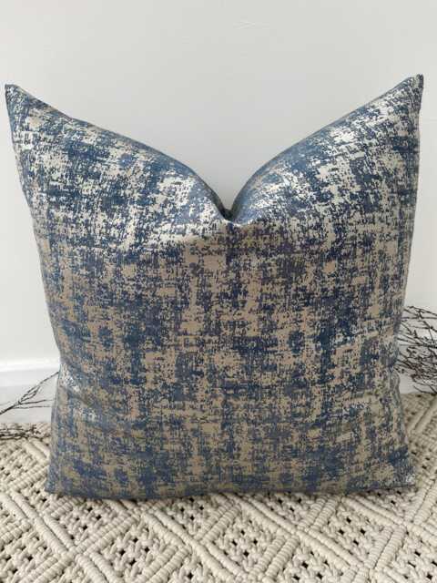 Luxury Navy Gold Check Cushion Sham - Elegant Handcrafted Pillow Cover From The Couture Style No. 107 - image 1