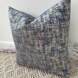Luxury Navy Gold Check Cushion Sham - Elegant Handcrafted Pillow Cover From The Couture Style No. 107 - thumbnail 3