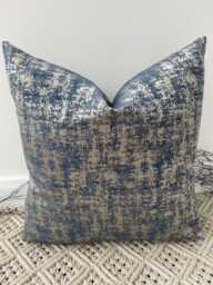 Luxury Navy Gold Check Cushion Sham - Elegant Handcrafted Pillow Cover From The Couture Style No. 107