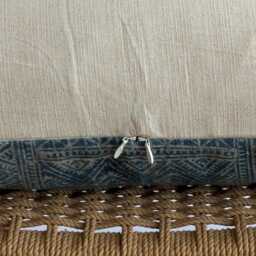 Vintage Hmong Lumbar Pillow Cover Indigo Hemp, Boho Farmhouse Decor - thumbnail 3
