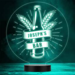 Beer Bottle & Grains Your Name Home Bar Man Cave Gift Colour Change Night Light - thumbnail 1