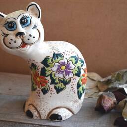 Ceramic Cat Porcelain Clay Statue Figurine Sculpture Hand Painted Coin Cash Bank Money Box Nursery Home Decor Family Gift - thumbnail 2