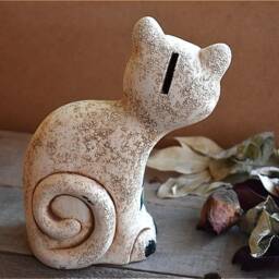 Ceramic Cat Porcelain Clay Statue Figurine Sculpture Hand Painted Coin Cash Bank Money Box Nursery Home Decor Family Gift - thumbnail 4