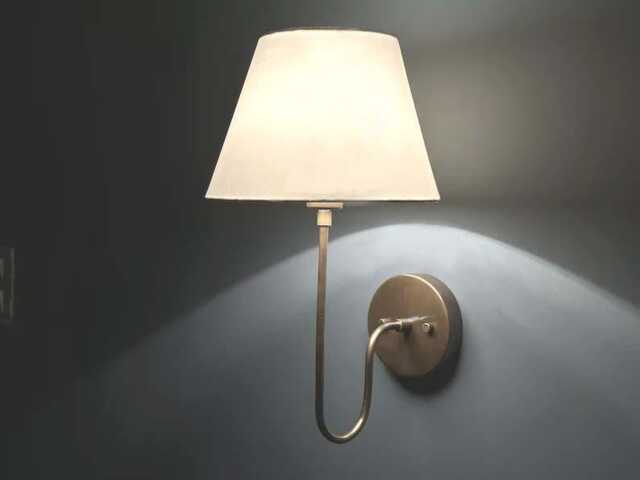 Elegant Brass Wall Sconce With White Fabric Shade Modern Minimalist Lighting Fixture I - image 1