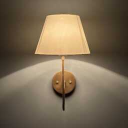 Elegant Brass Wall Sconce With White Fabric Shade Modern Minimalist Lighting Fixture I - thumbnail 4