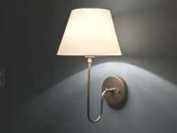 Elegant Brass Wall Sconce With White Fabric Shade Modern Minimalist Lighting Fixture I