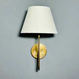 Elegant Brass Wall Sconce With White Fabric Shade Modern Minimalist Lighting Fixture I - thumbnail 2