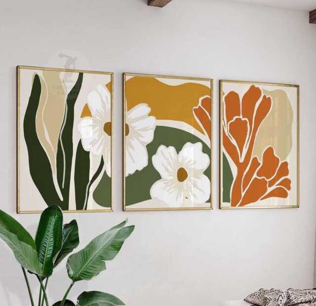Set Of 3 Abstract Floral Wall Art Prints, Modern Botanical Posters, Colorful Nature Inspired Decor - image 1
