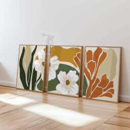Set Of 3 Abstract Floral Wall Art Prints, Modern Botanical Posters, Colorful Nature Inspired Decor - thumbnail 3